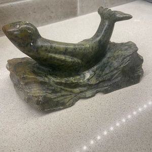 Green carved seal serpentine soap stone